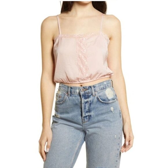 Bp. Lace Trim Crop Camisole Pink L 2Pack - Picture 1 of 6